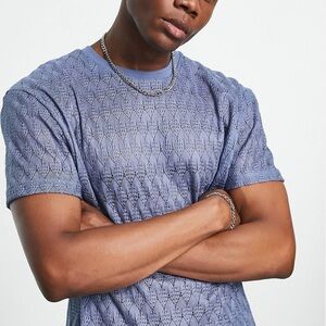 Relaxed T Shirt In Blue Lace Texture